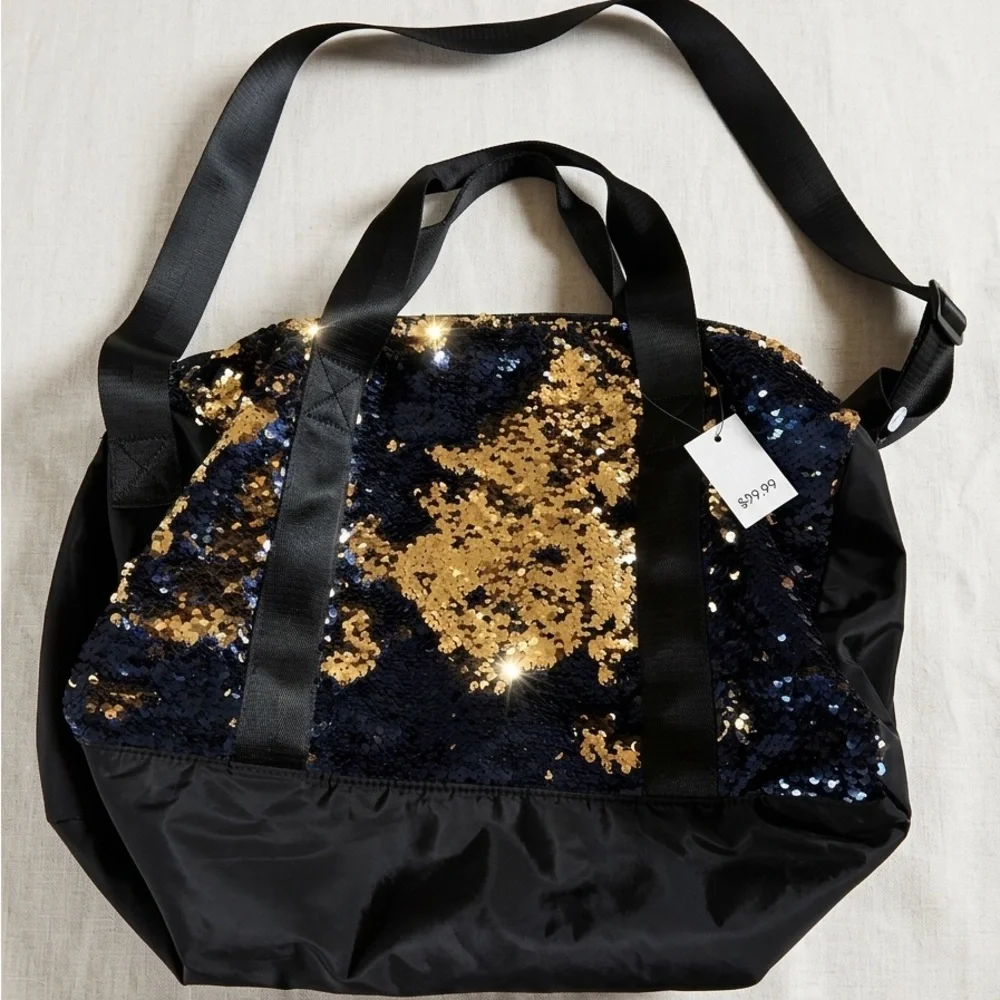 Justice Navy Sequin & Gold Soccer Weekender Bag
